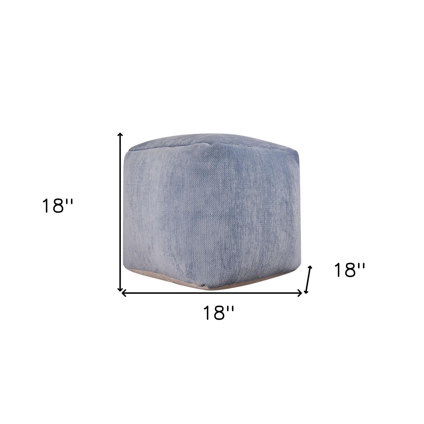 18" Beige Chenille Cube Pouf Ottoman