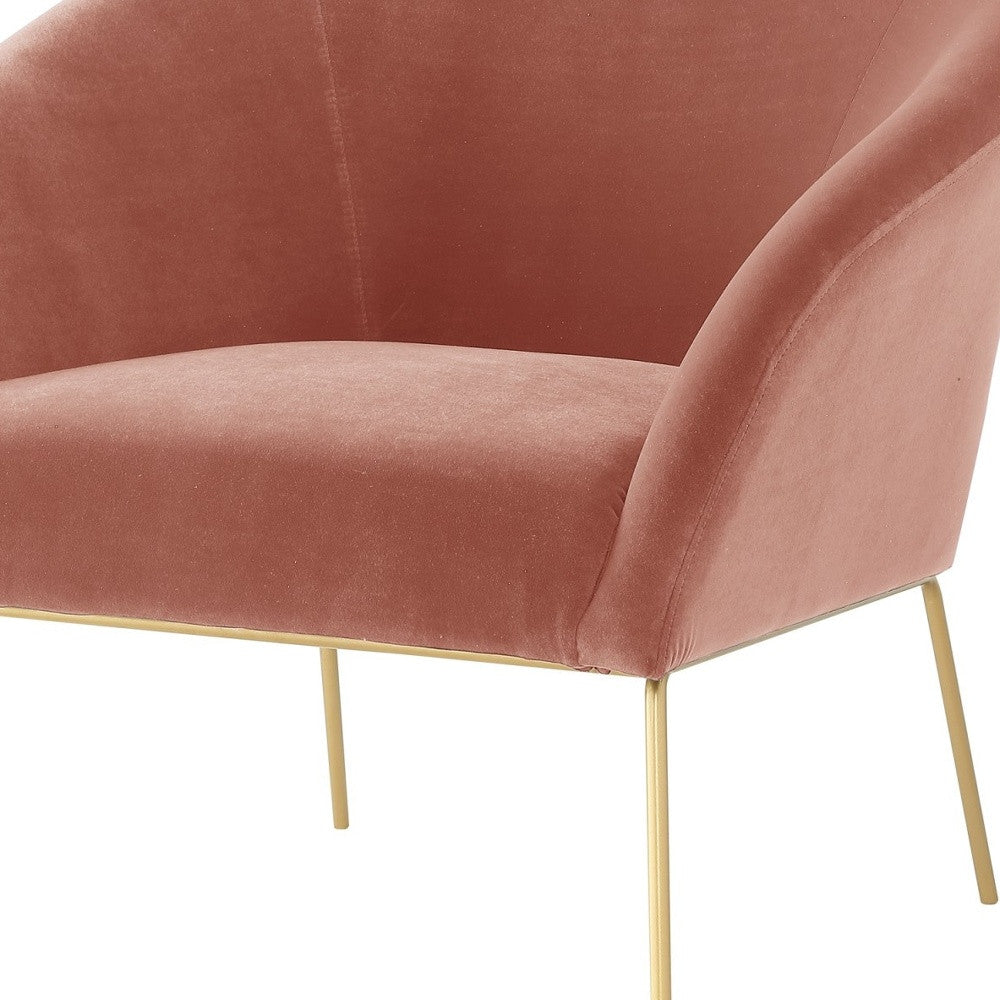 31" Blush and Gold Velvet Barrel Chair