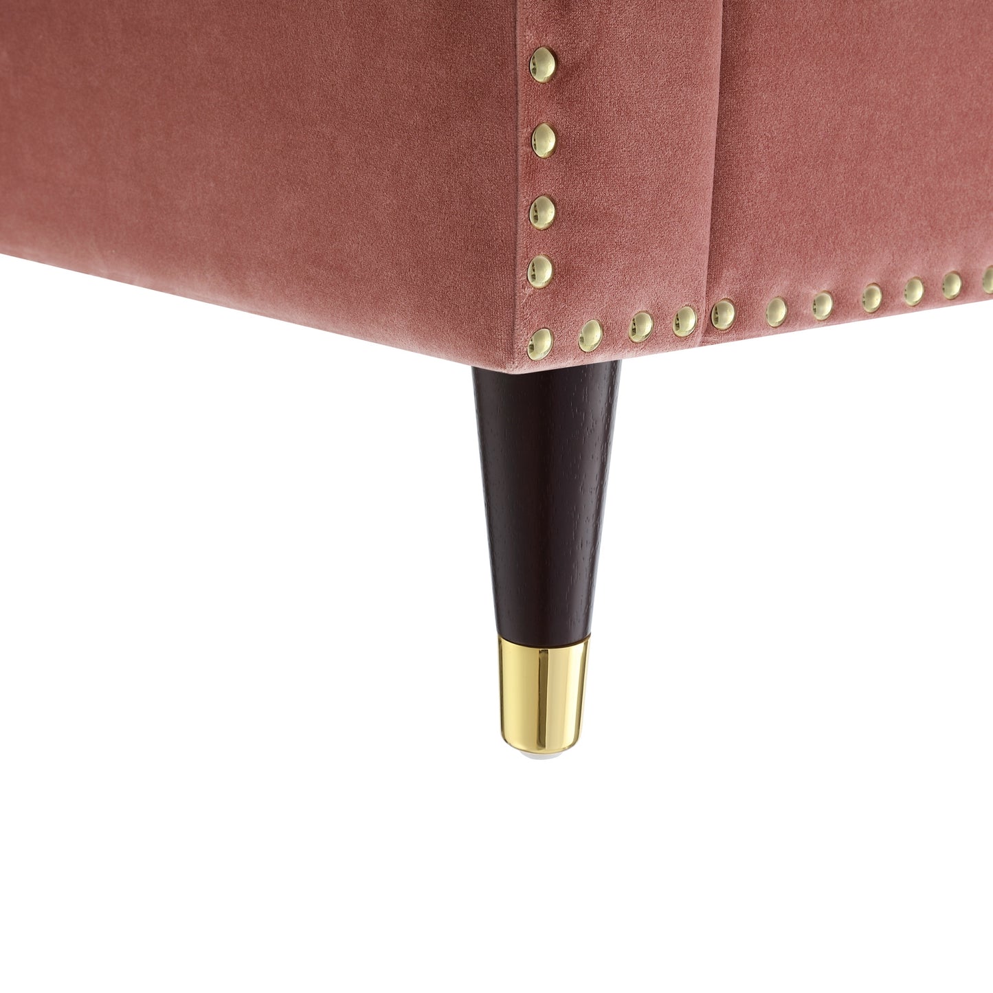34" Blush And Gold Velvet Tufted Club Chair