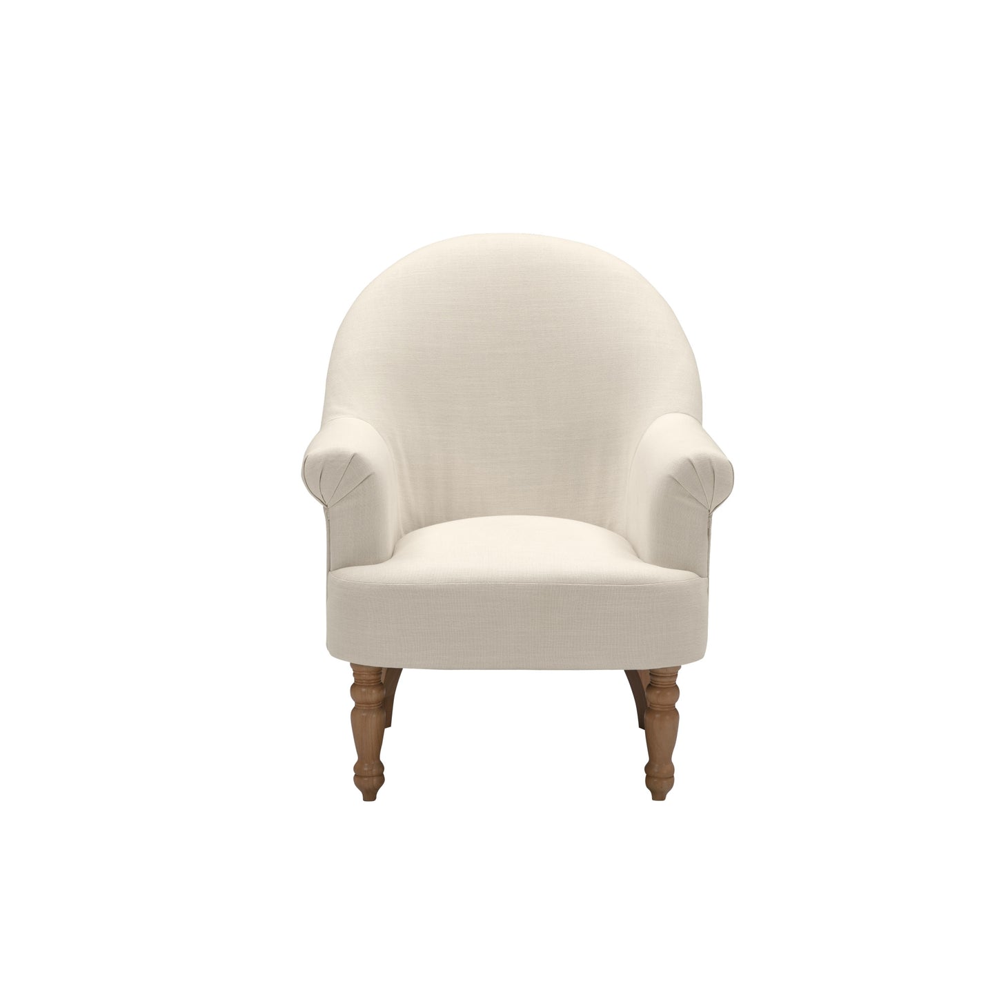 33" Cream And Brown Linen Arm Chair
