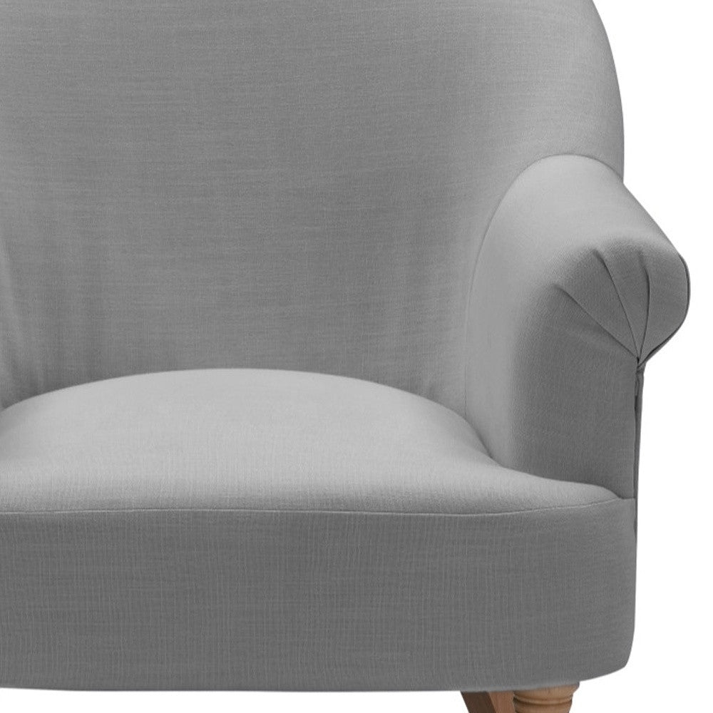 33" Gray And Brown Linen Arm Chair