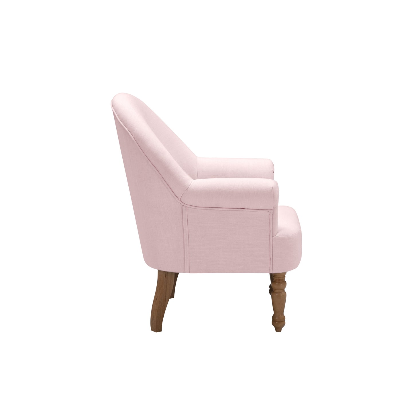 33" Pink And Brown Linen Arm Chair