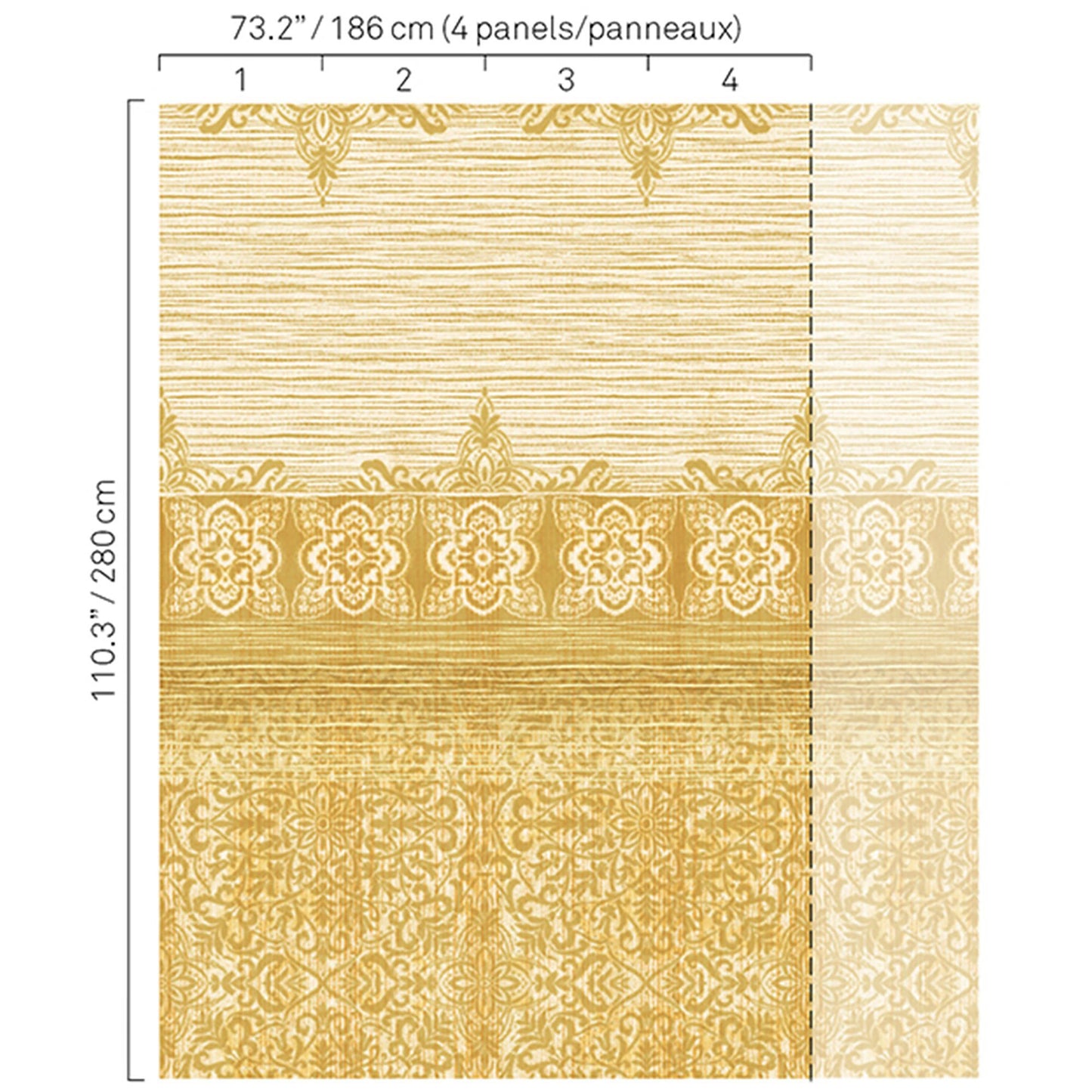 JF Fabrics -Wallpaper 5345 16 Wallpaper Yellow,Gold  Non-Woven,Mural,Width Extendable - 7575616 W8251