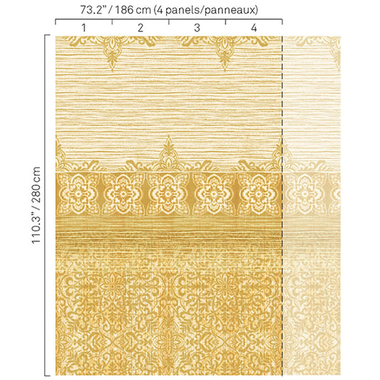 JF Fabrics -Wallpaper 5345 16 Wallpaper Yellow,Gold  Non-Woven,Mural,Width Extendable - 7575616 W8251
