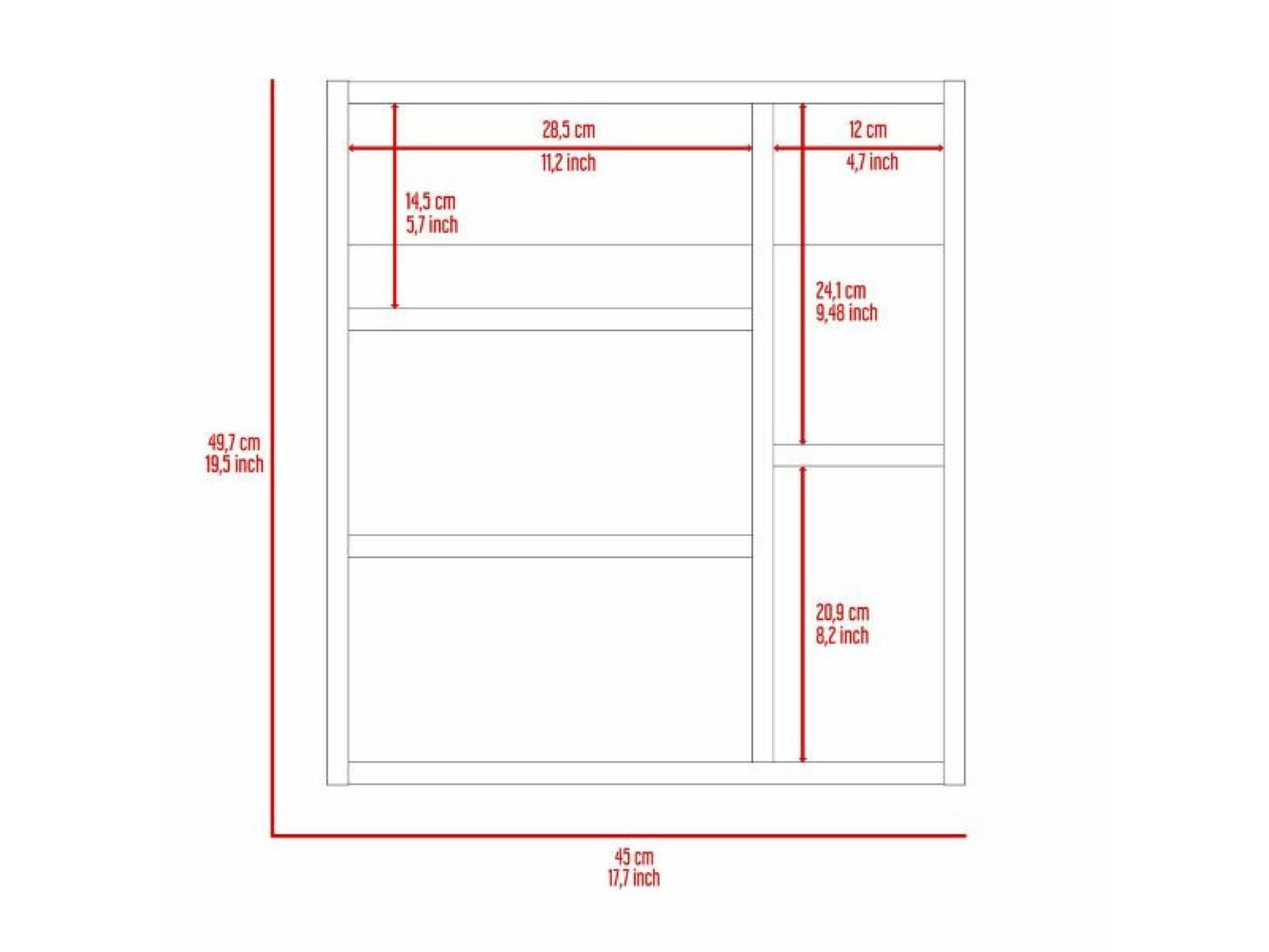 18" White Wall mounted Accent Cabinet With Five Shelves