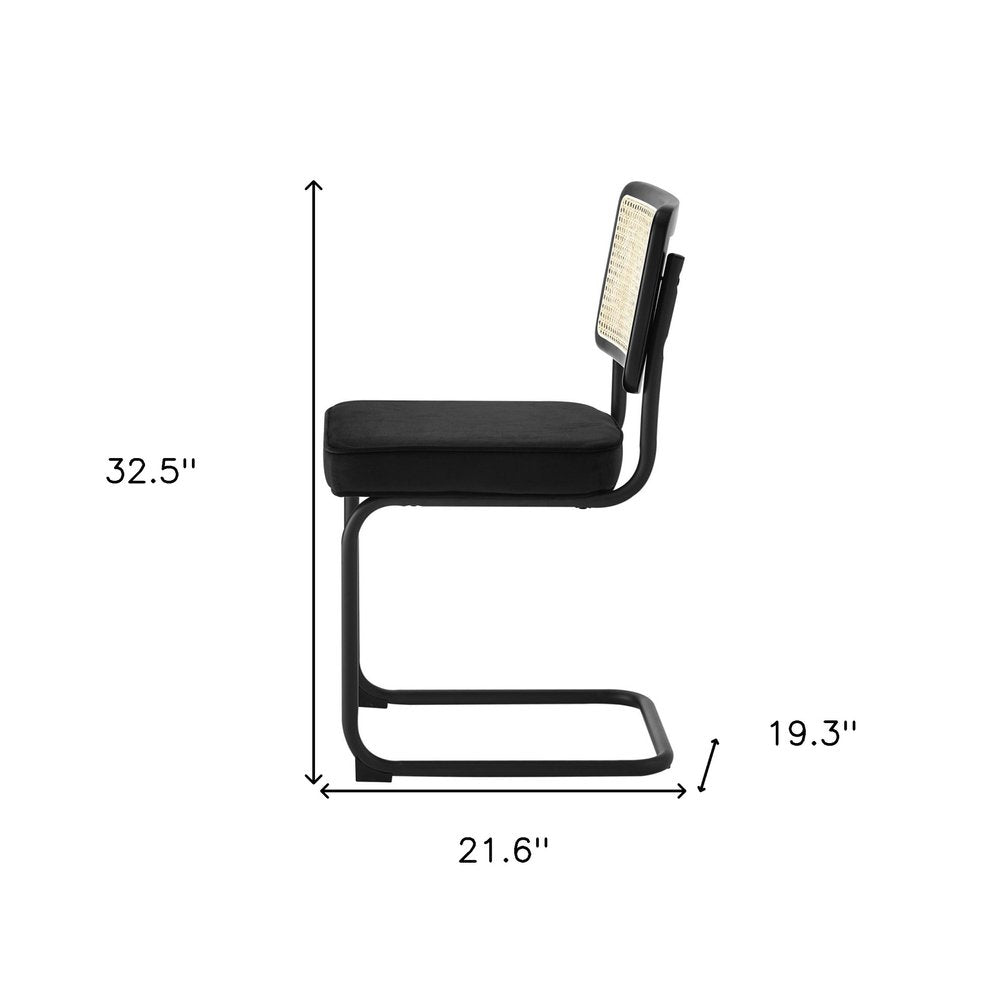 Set of Two Gray and Silver Upholstered Velvet Dining Side Chairs