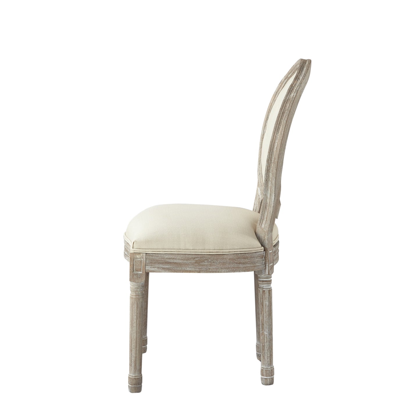 Tufted Beige and Brown Upholstered Linen Dining Side Chair