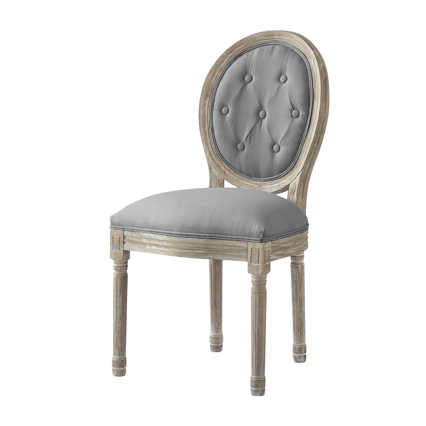 Tufted Beige and Brown Upholstered Linen Dining Side Chair