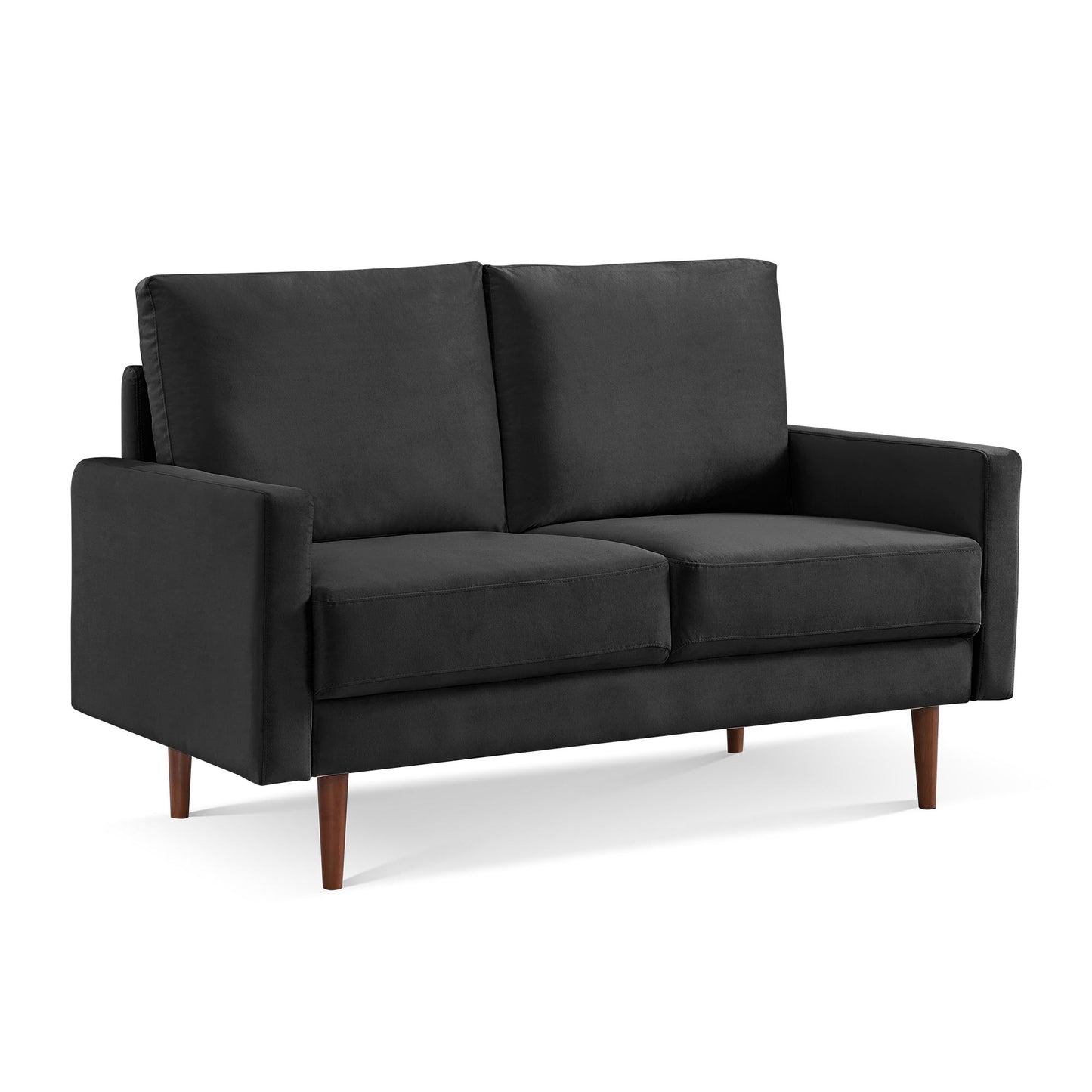 57" Black And Dark Brown Velvet Loveseat