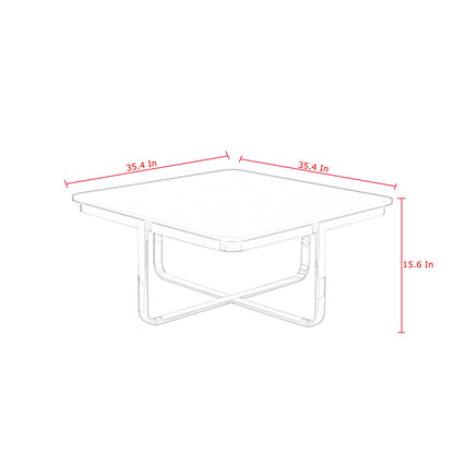 35" Black And Gold Stainless Steel Square Coffee Table