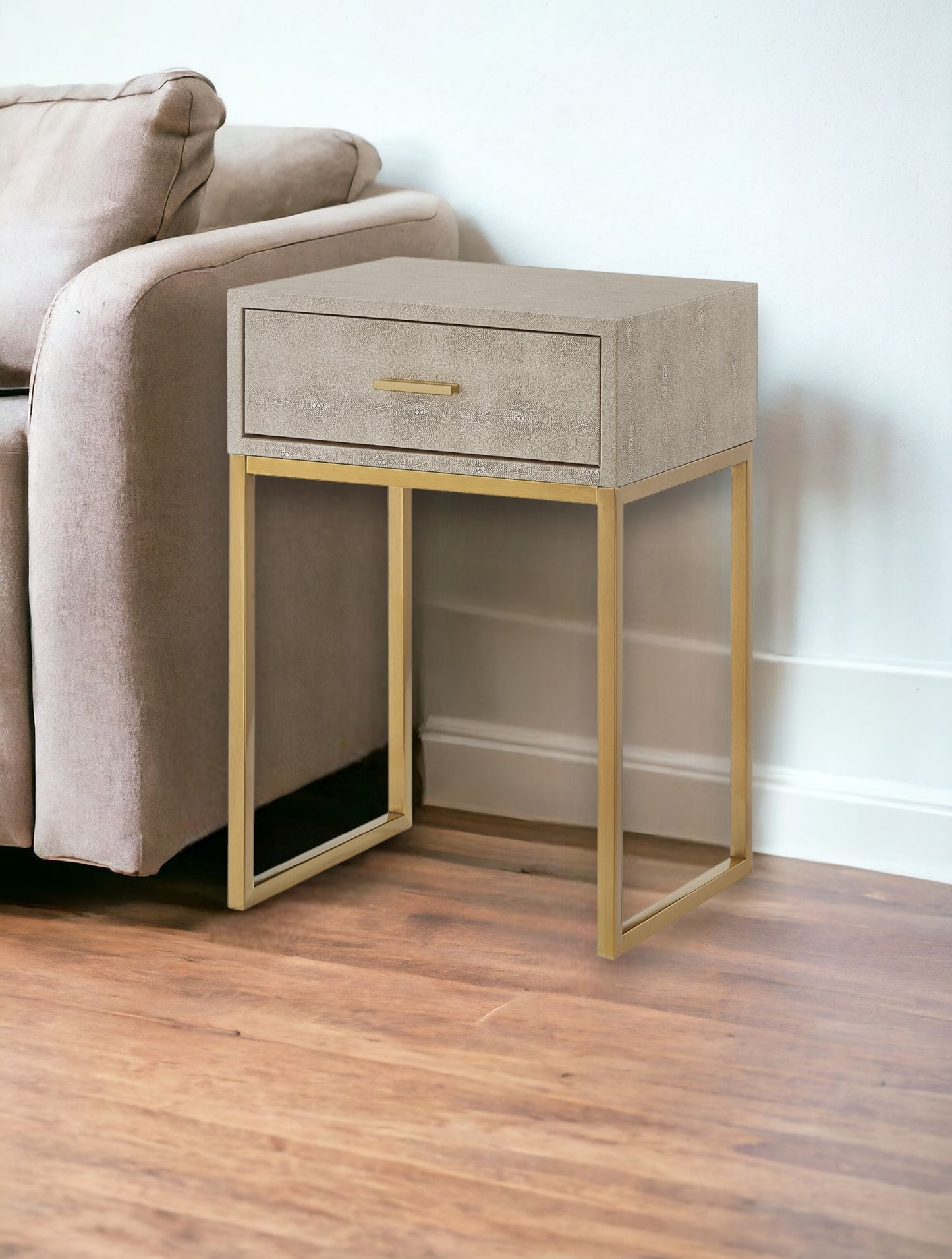 24" Gold and Gray End Table with Drawer