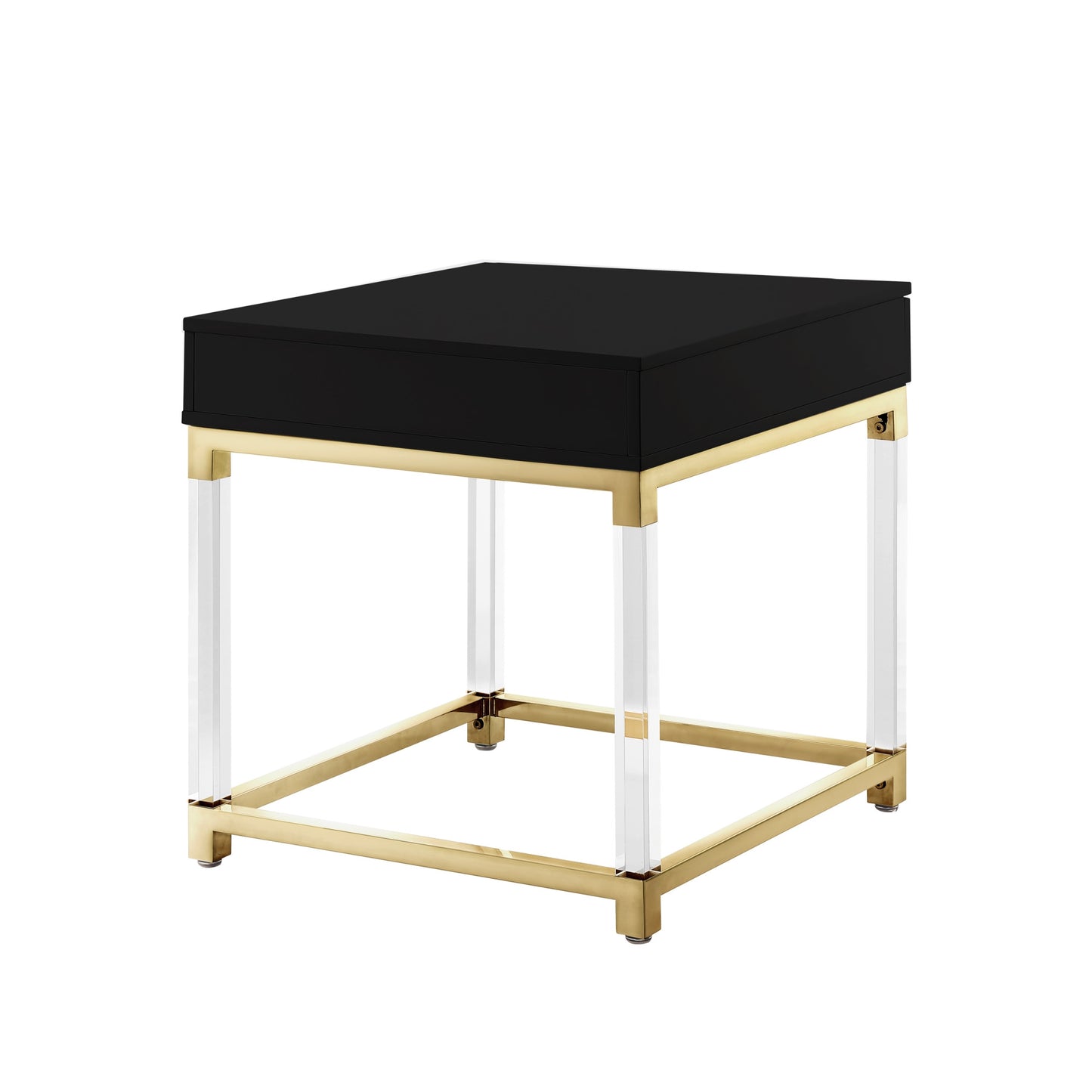 24" Gold and Black End Table with Drawer