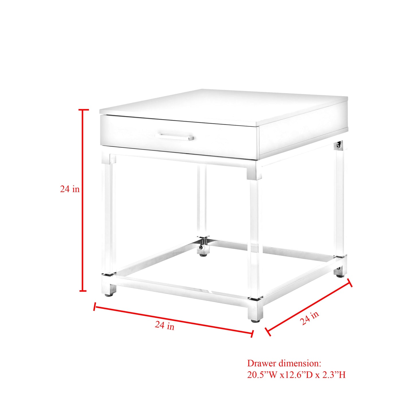 24" Gold and Black End Table with Drawer