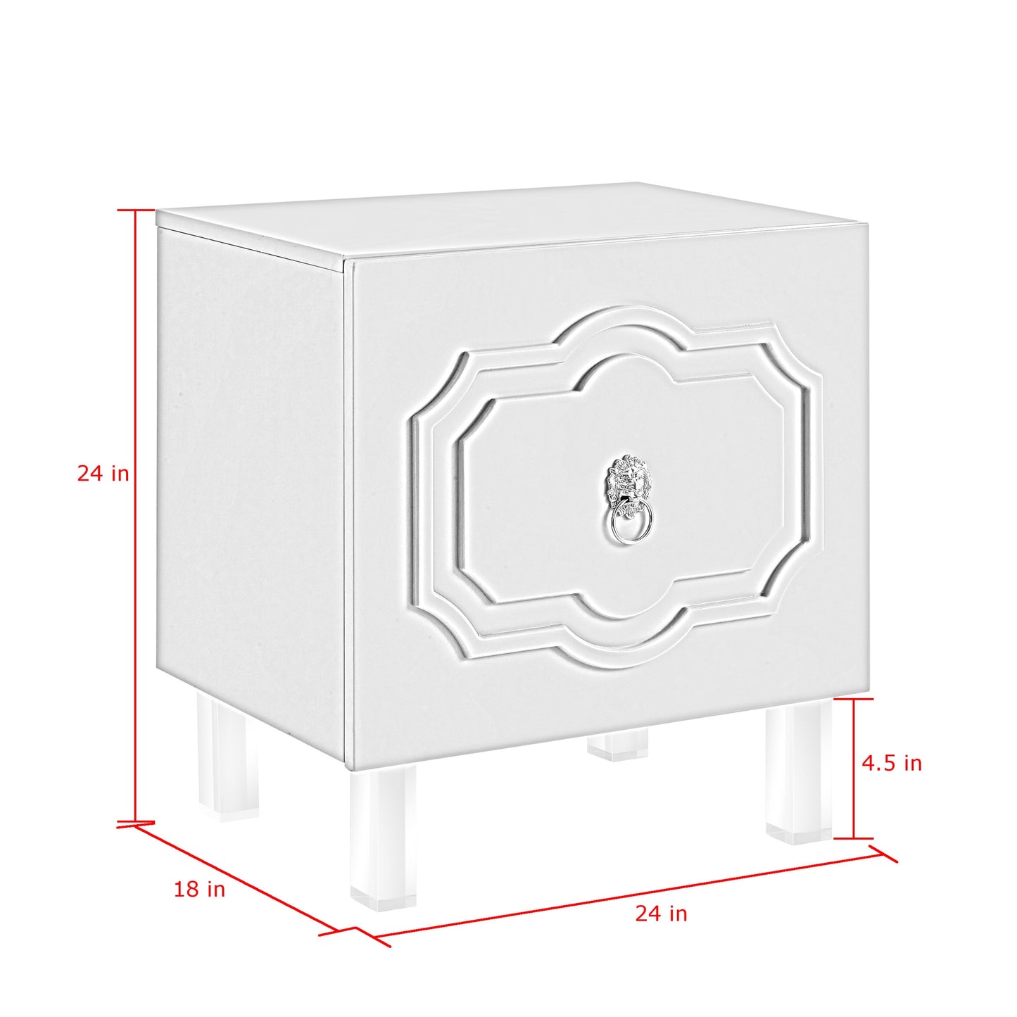 24" Clear And White Wood End Table With Two Shelves