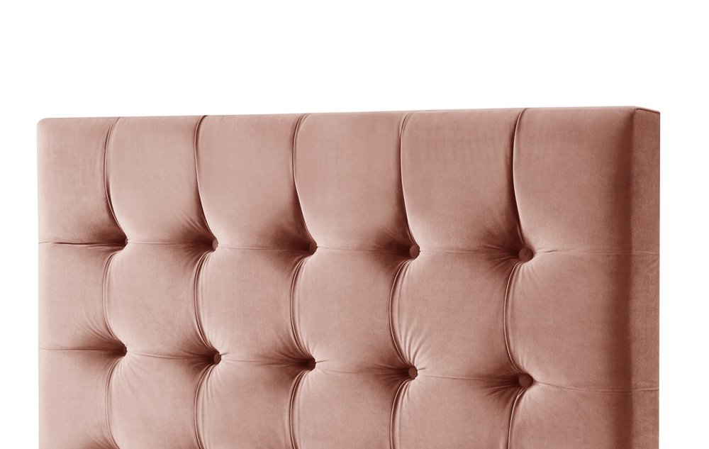 Blush Solid Wood Twin Tufted Upholstered Velvet Bed