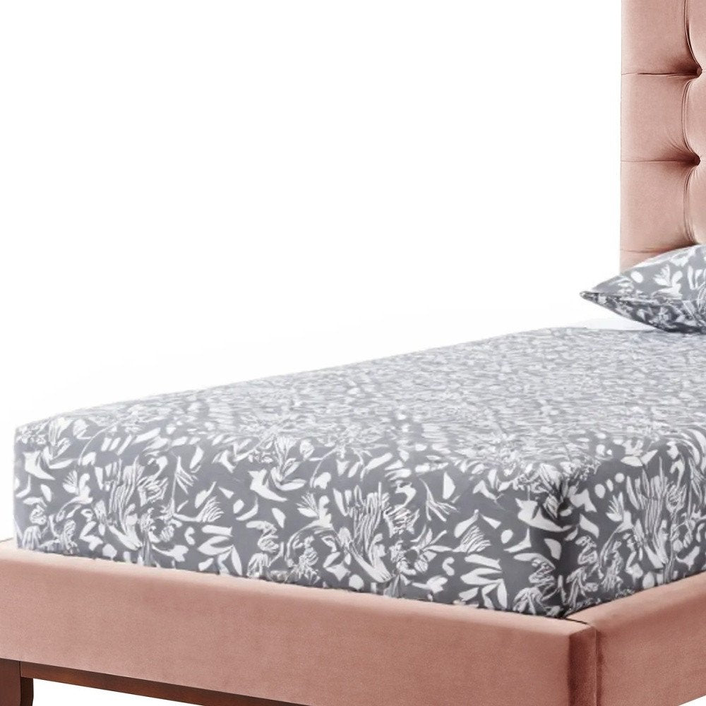 Blush Solid Wood Twin Tufted Upholstered Velvet Bed