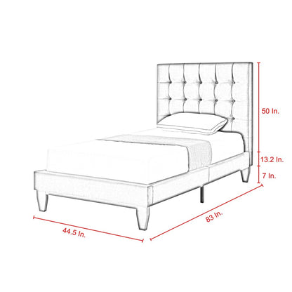 Gray Solid Wood Twin Tufted Upholstered Velvet Bed