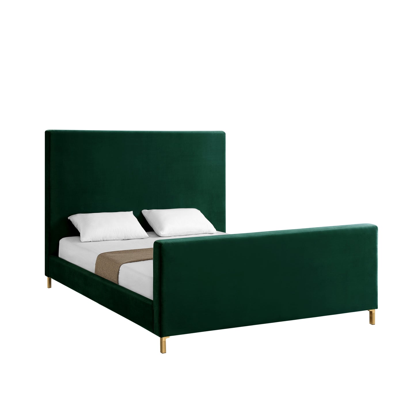 Hunter Green Solid Wood King Upholstered Velvet Bed