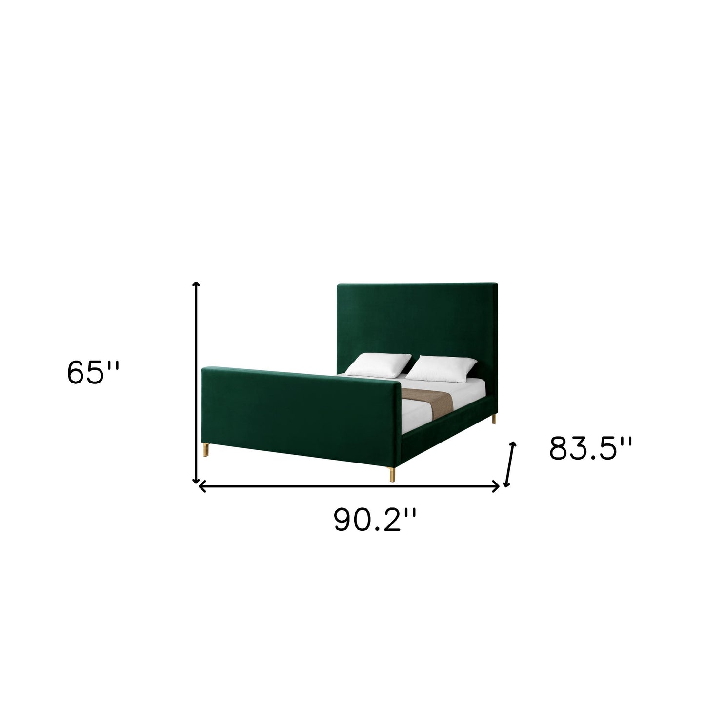 Hunter Green Solid Wood King Upholstered Velvet Bed