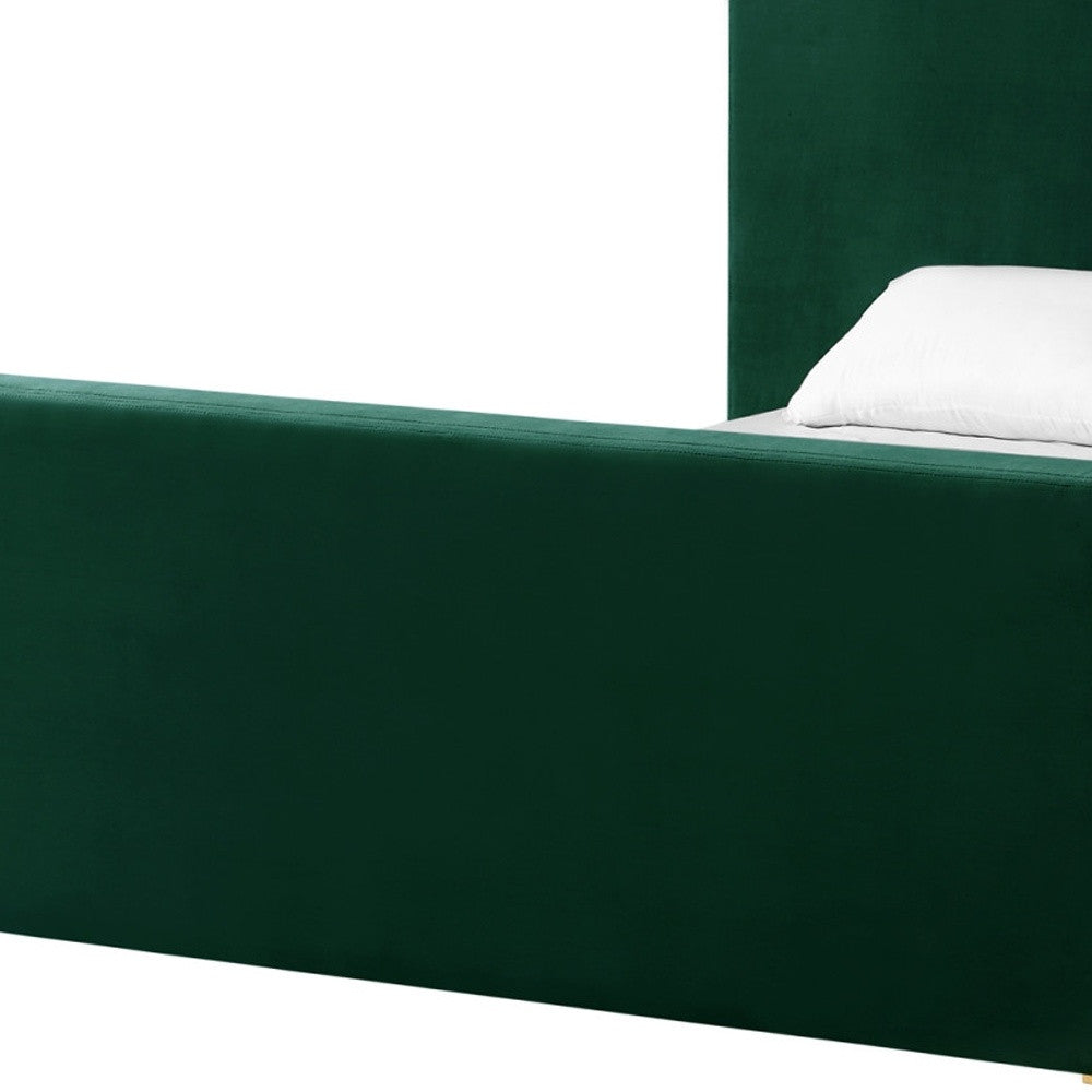 Hunter Green Solid Wood King Upholstered Velvet Bed