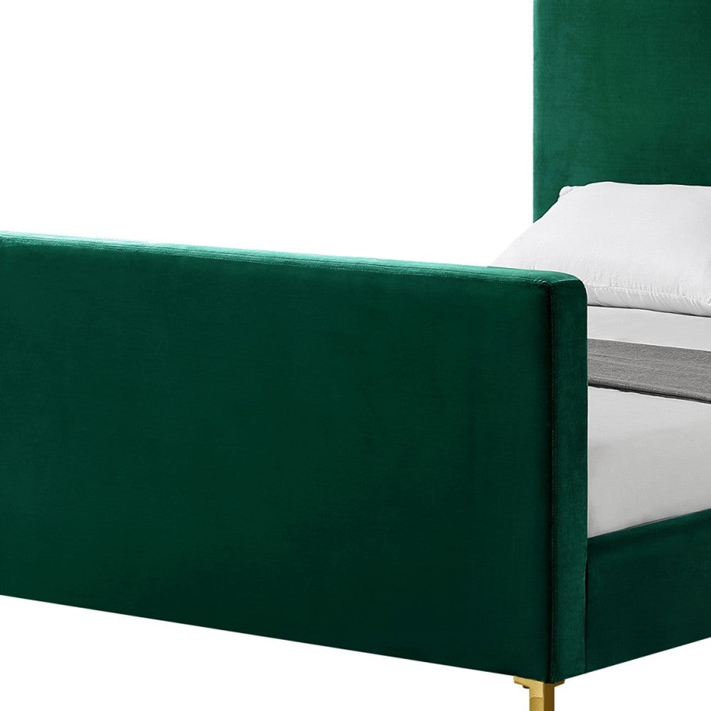 Hunter Green Solid Wood Queen Upholstered Velvet Bed