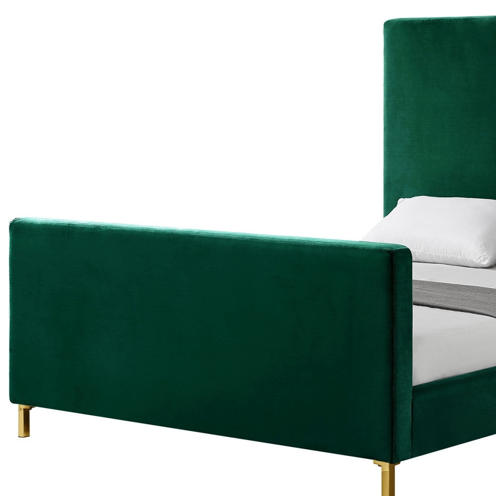 Hunter Green Solid Wood Queen Upholstered Velvet Bed