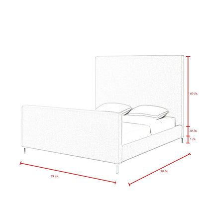 Denim Blue Solid Wood King Upholstered Linen Bed