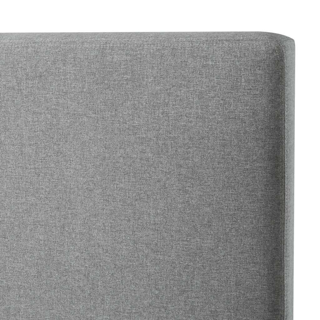 Gray Solid Wood Queen Upholstered Linen Bed