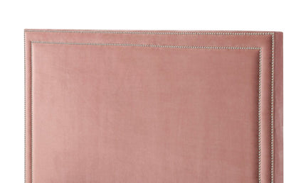 Blush Solid Wood Queen Upholstered Velvet Bed with Nailhead Trim
