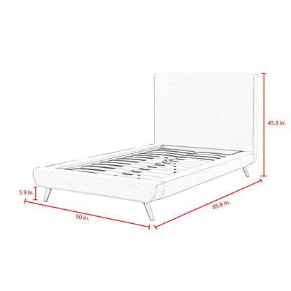 Gray Solid Wood Twin Upholstered Linen Bed