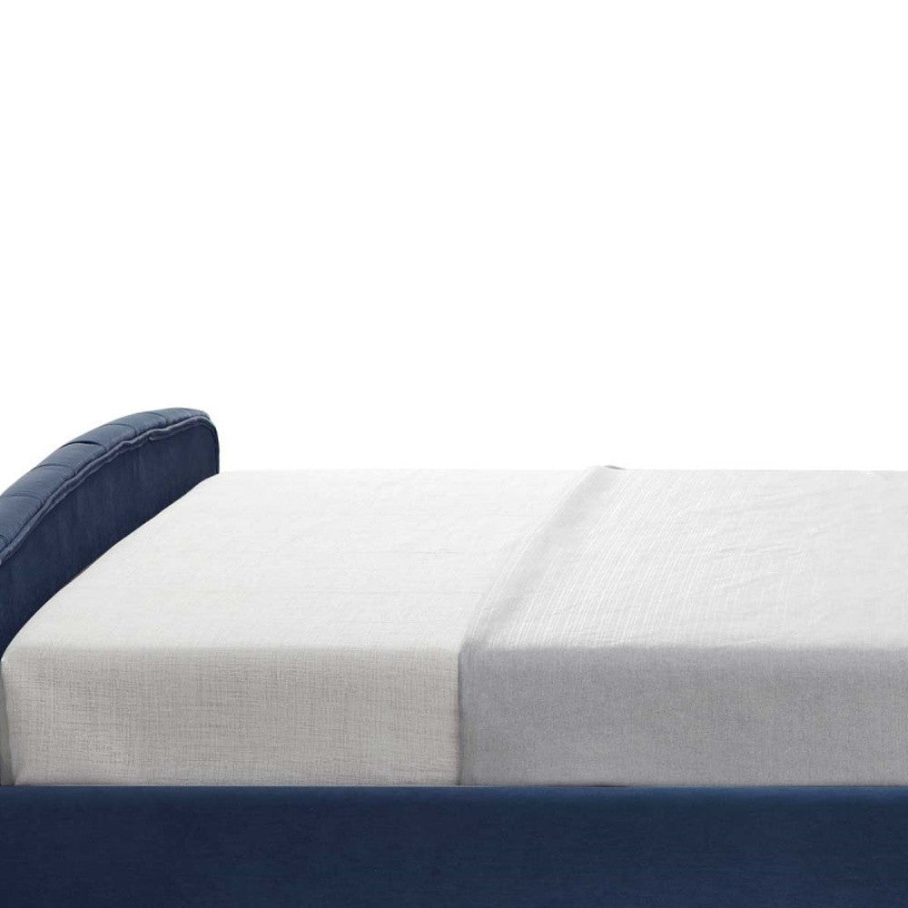 Navy Blue Solid Wood Twin Tufted Upholstered Velvet Bed