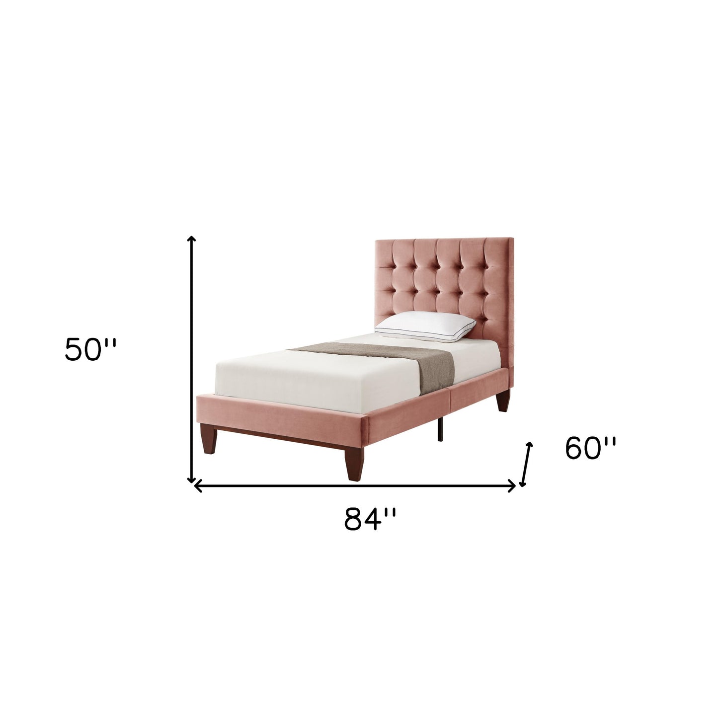 Blush Solid Wood Full Tufted Upholstered Velvet Bed