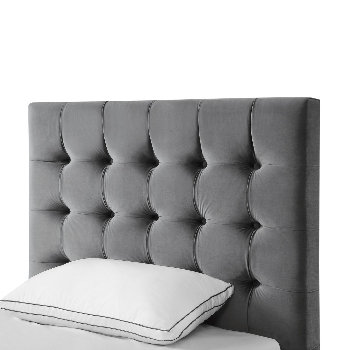 Gray Solid Wood Full Tufted Upholstered Velvet Bed