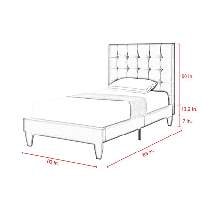 Navy Blue Solid Wood Full Tufted Upholstered Velvet Bed