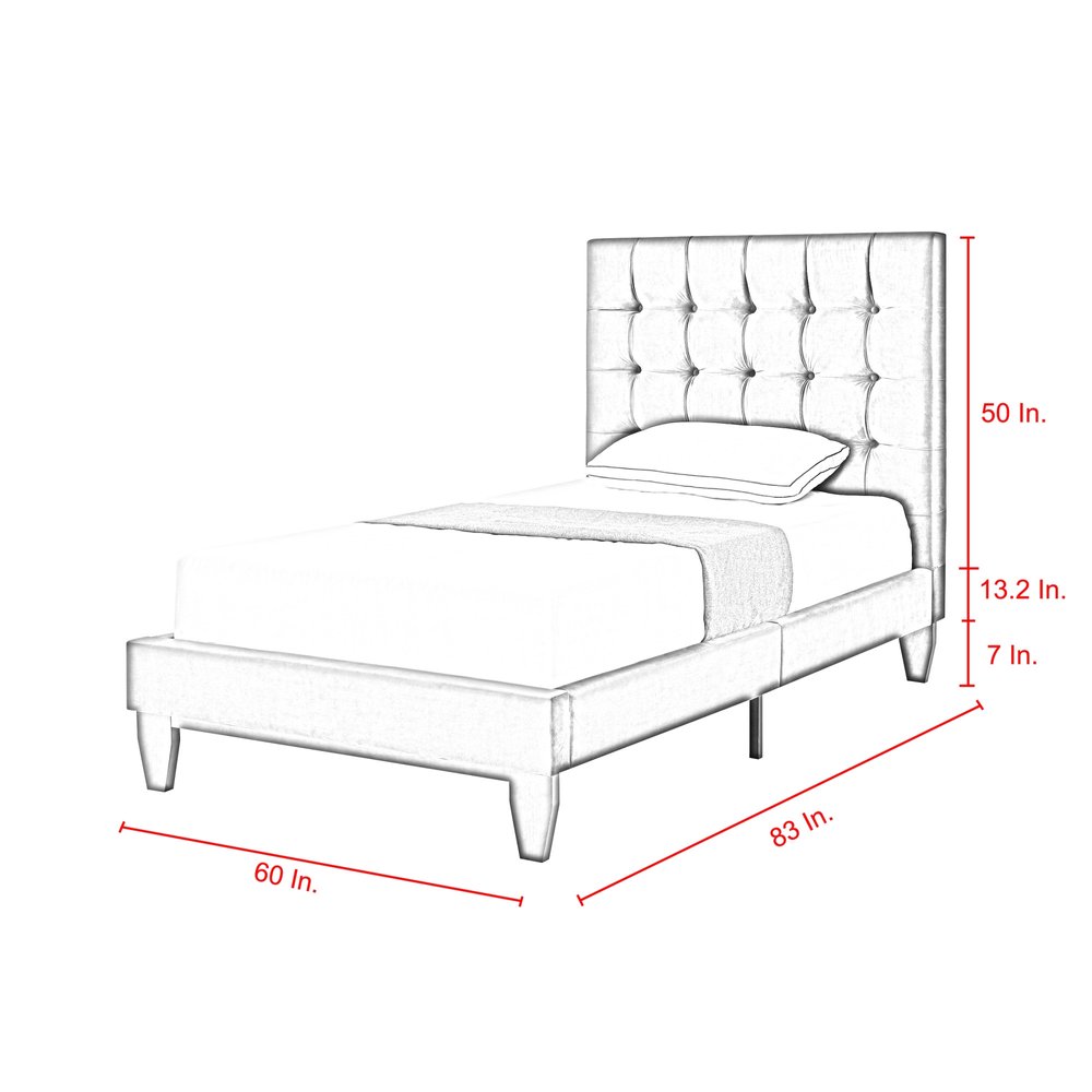 Light Gray Solid Wood Full Tufted Upholstered Linen Bed