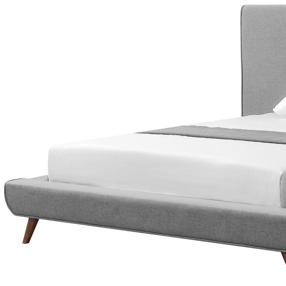 Gray Solid Wood Full Upholstered Linen Bed