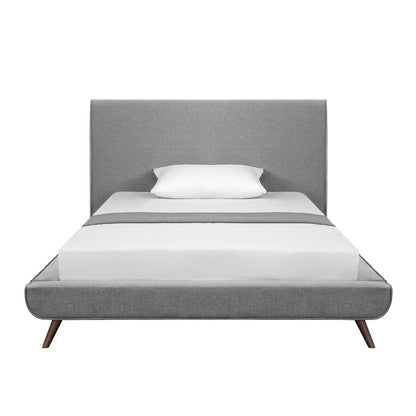 Gray Solid Wood Full Upholstered Linen Bed