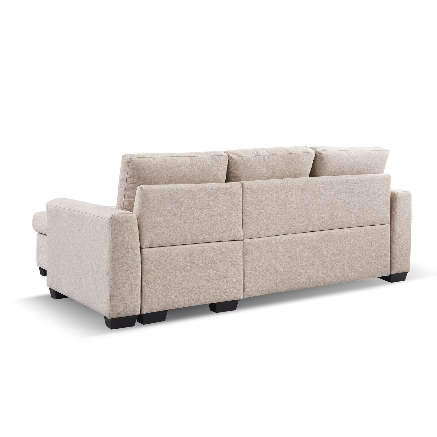 92" Beige Polyester Blend Convertible Futon Sleeper Sofa With Black Legs