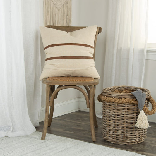 20" Ivory and Brown Cotton Blend