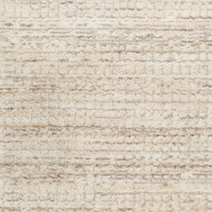 Beige textured rug with cream-tan horizontal stripes; soft woven floor covering for living areas.