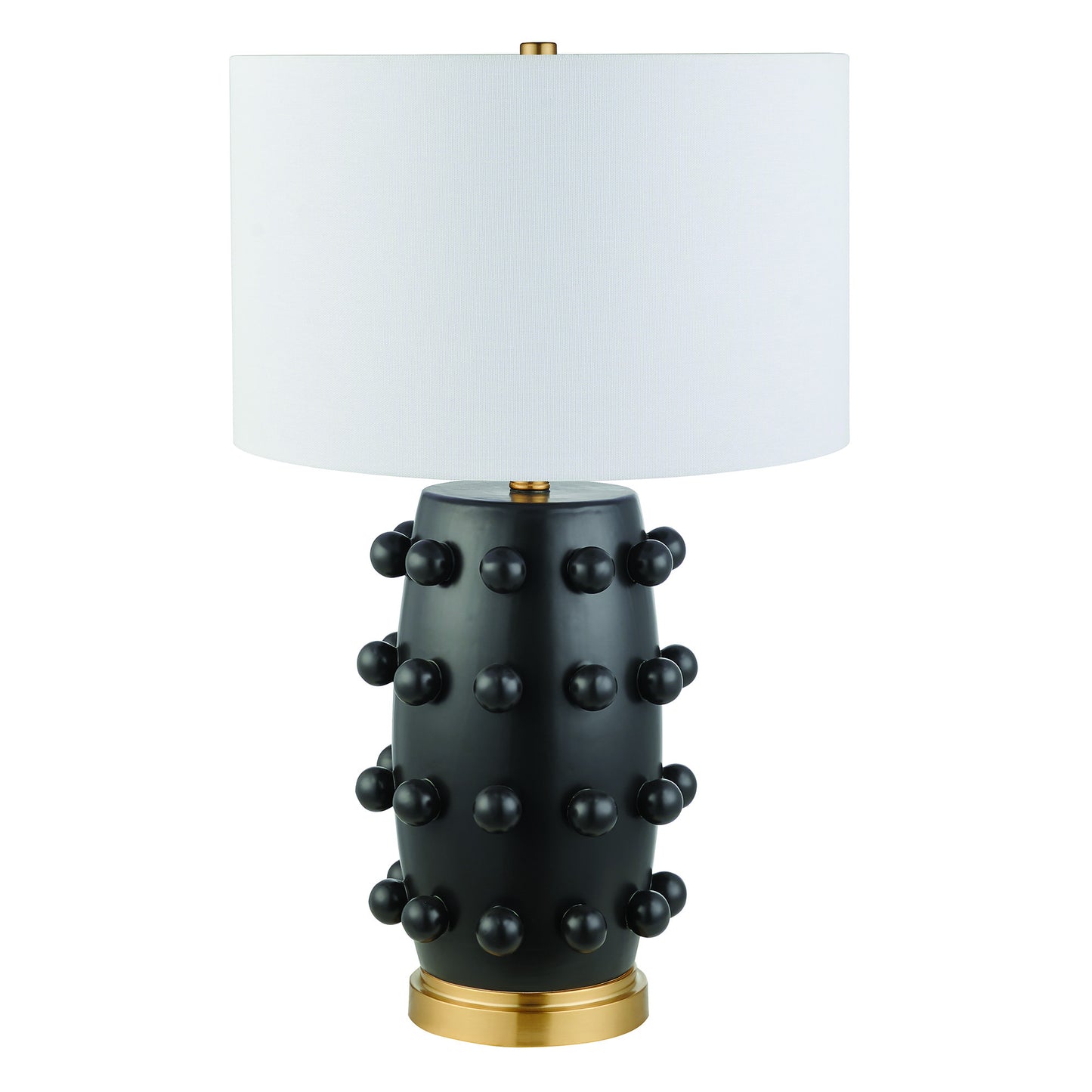 26" Black and Gold Ceramic Abstract Table Lamp With White Drum Shade