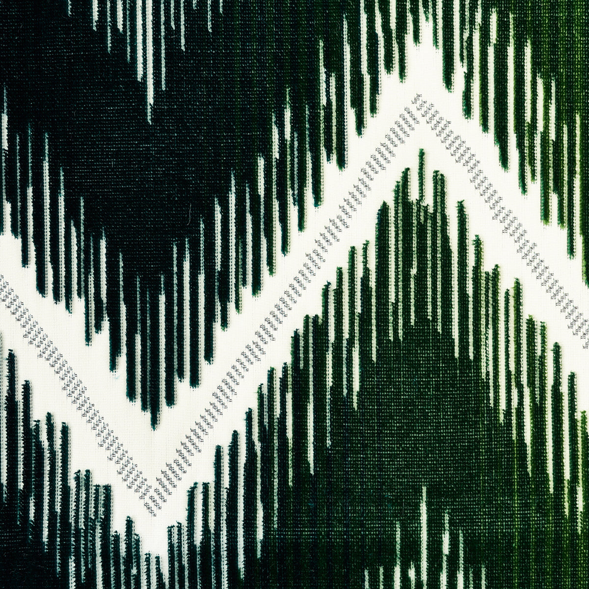 Dark green velvet with a bold wave-cut pattern.