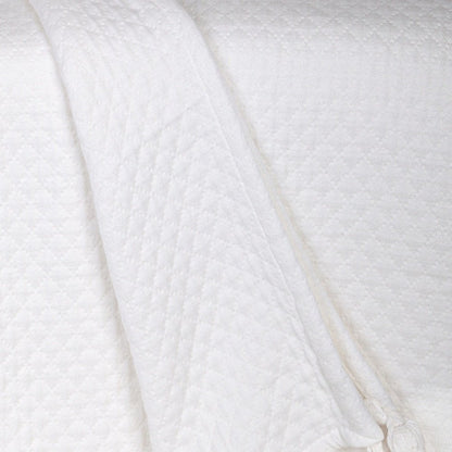 60" X 50" White Woven Cotton Throw Blanket
