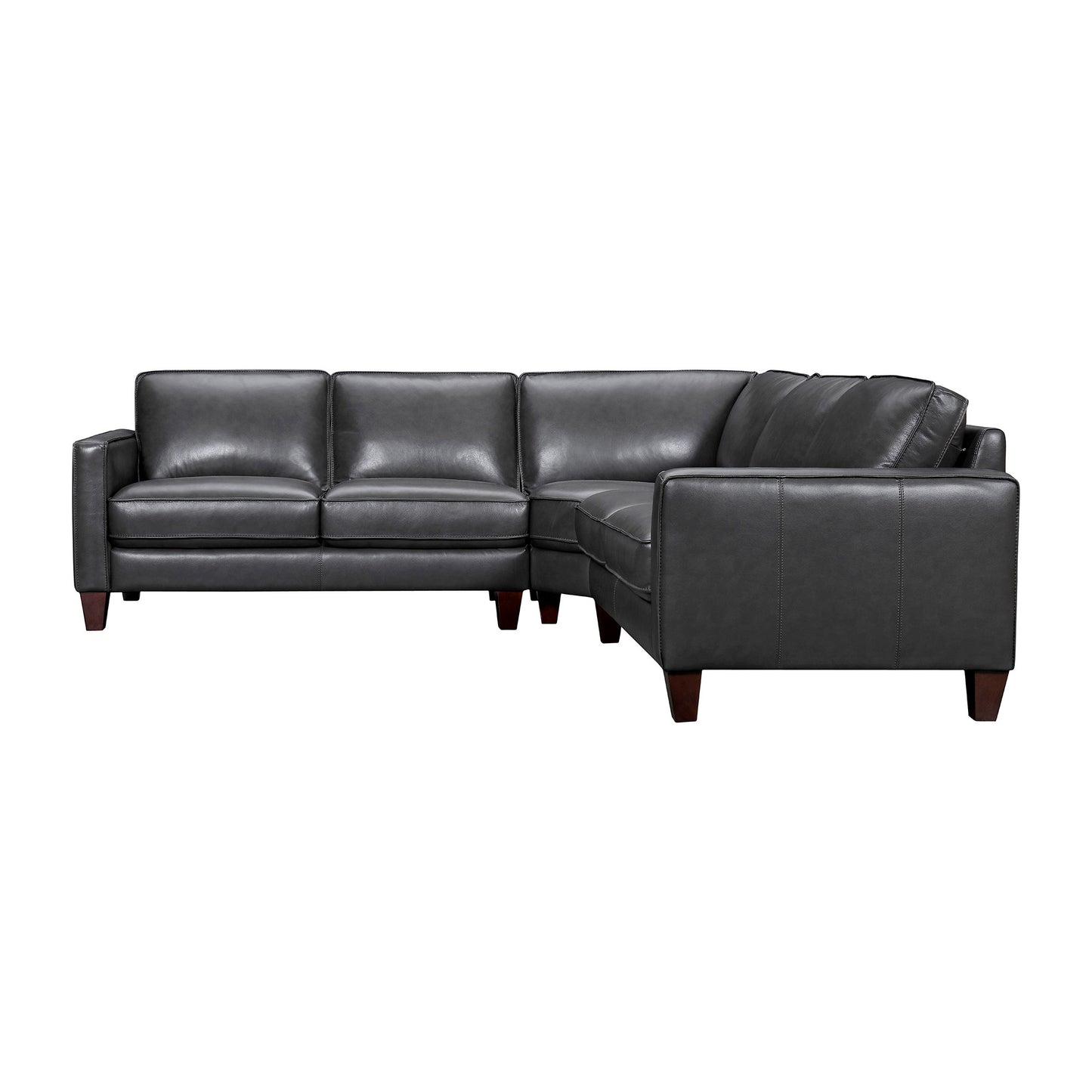 Black Leather L Shaped Three Piece Corner Sectional