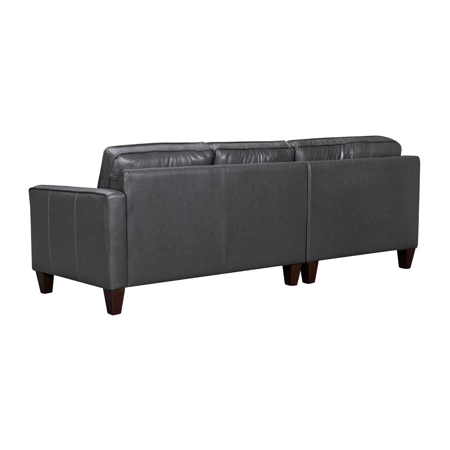 Black Leather L Shaped Three Piece Corner Sectional