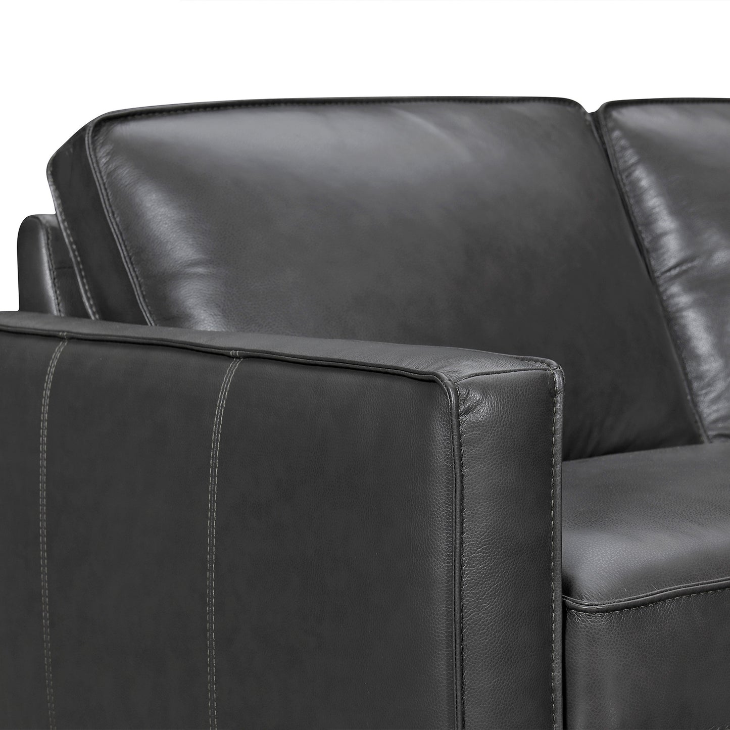 Black Leather L Shaped Three Piece Corner Sectional