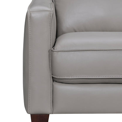 Gray Leather L Shaped Three Piece Corner Sectional