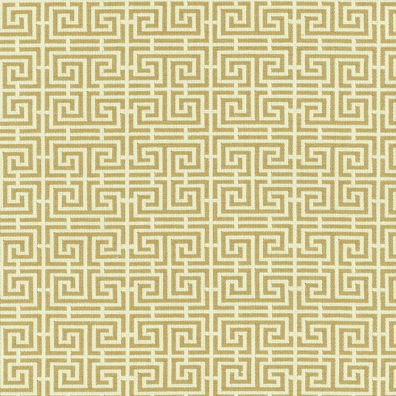 SCHUMACHER  ESSENTIALS: SMALL-SCALE UPHOLSTERY CHINOIS FRET PATTERN WOVENS PATTERN WOVENS CAMEL / CREAM   - 54953