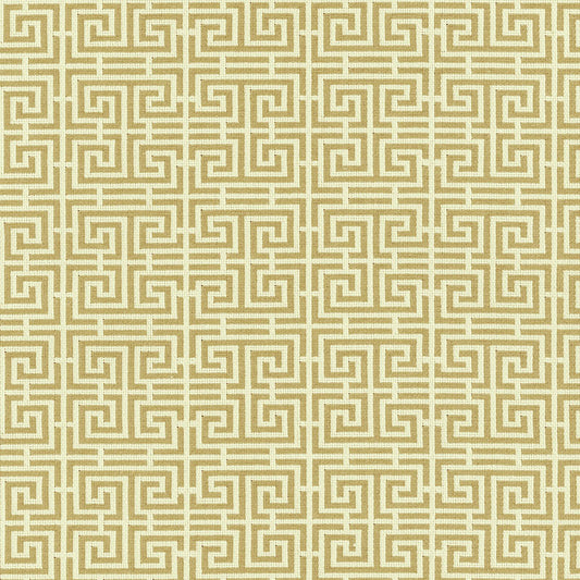 SCHUMACHER  ESSENTIALS: SMALL-SCALE UPHOLSTERY CHINOIS FRET PATTERN WOVENS PATTERN WOVENS CAMEL / CREAM   - 54953