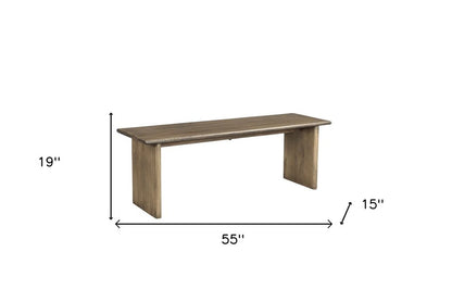 55" Brown Solid Wood Dining Bench